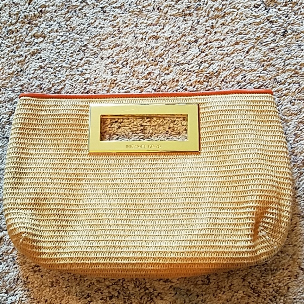 Michael Kors woven straw clutch